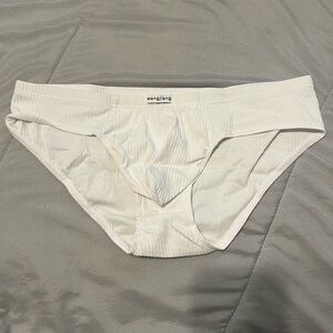 Men’s White Ribbed Cotton Briefs